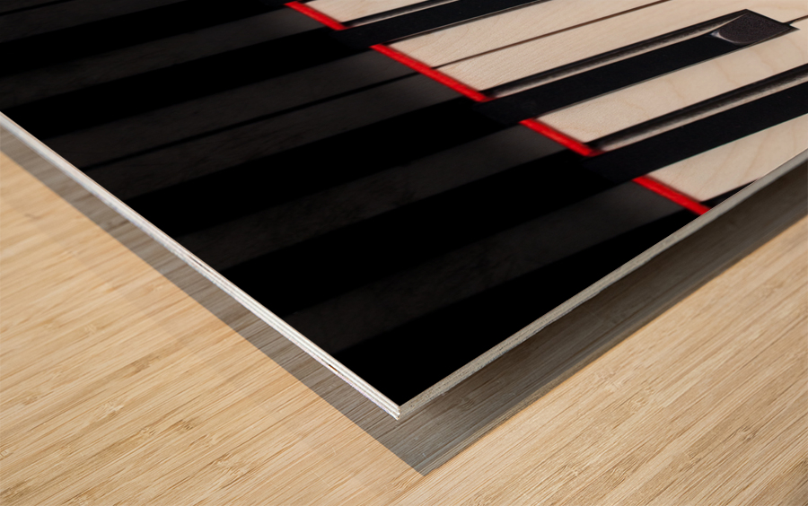 Close up of piano keys Wood print