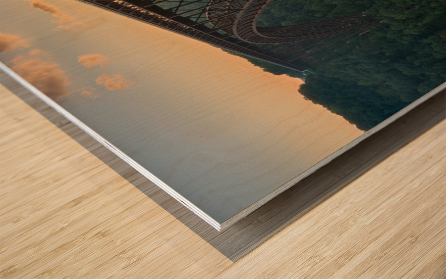 Sunset at the New River Gorge Bridge in West Virginia Wood print