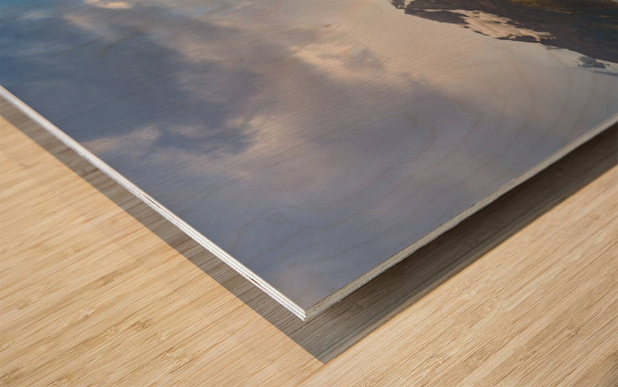 Panorama of Holanda glacier by Beagle channel with rainbow Wood print