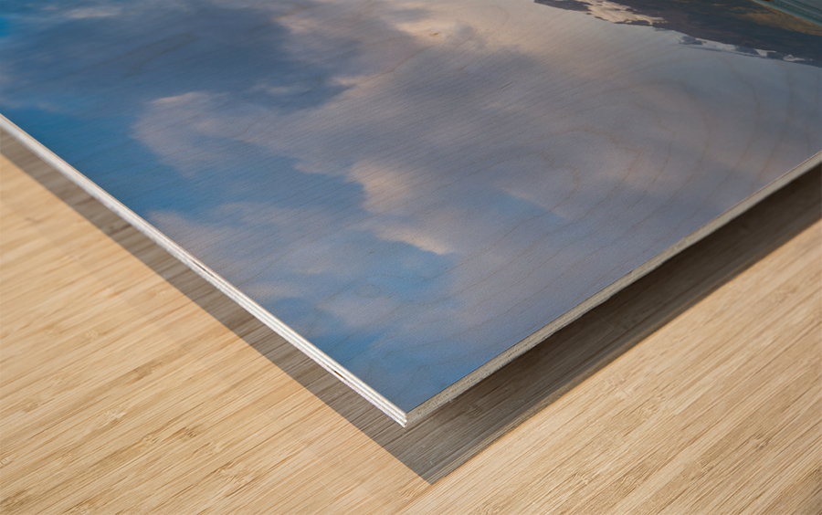 Panorama of Holanda glacier by Beagle channel with rainbow Wood print