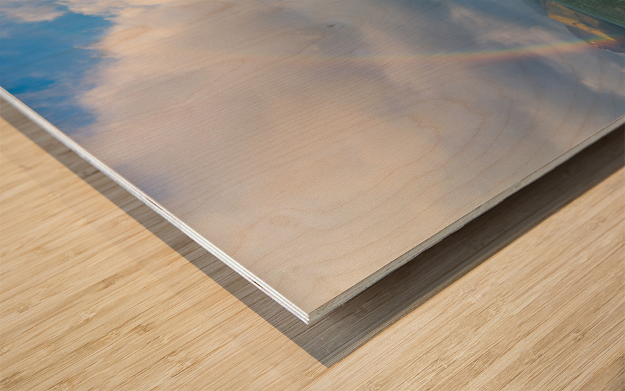 Panorama of Beagle channel with rainbow Wood print