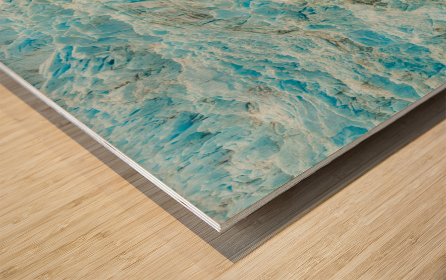 Amalia Glacier towers over large rocks and trees in Patagonia Wood print