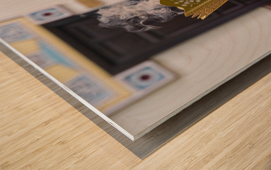 Incense burner in the Jumeirah Mosque open to visitors in Dubai Wood print