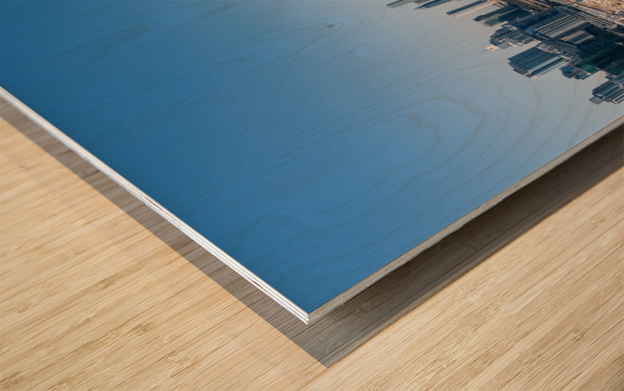 Offices and apartments of Dubai Business Bay with district behin Wood print