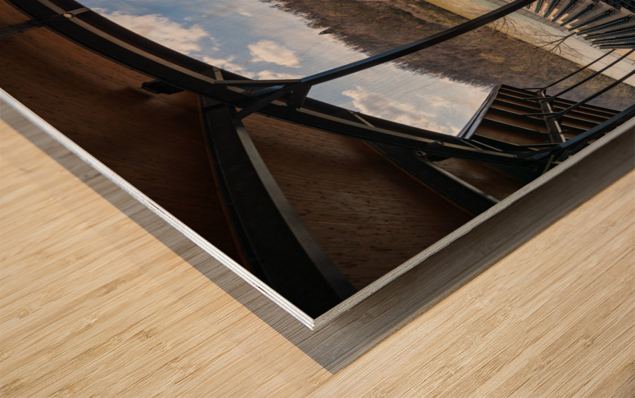 Fisheye lens view of Ruby Amphitheater in Morgantown WV Wood print