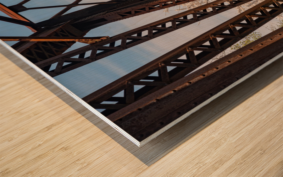 Steel girder bridge carries the bike walking trail over Deckers  Wood print
