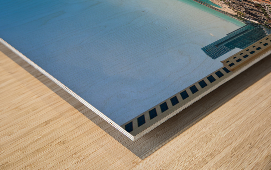 Panorama of Dubai observation wheel on Bluewaters Island Wood print