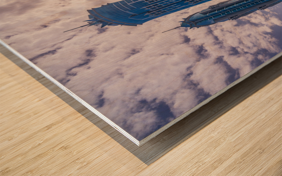 Modern apartments of Dubai Business Bay along the Canal Wood print