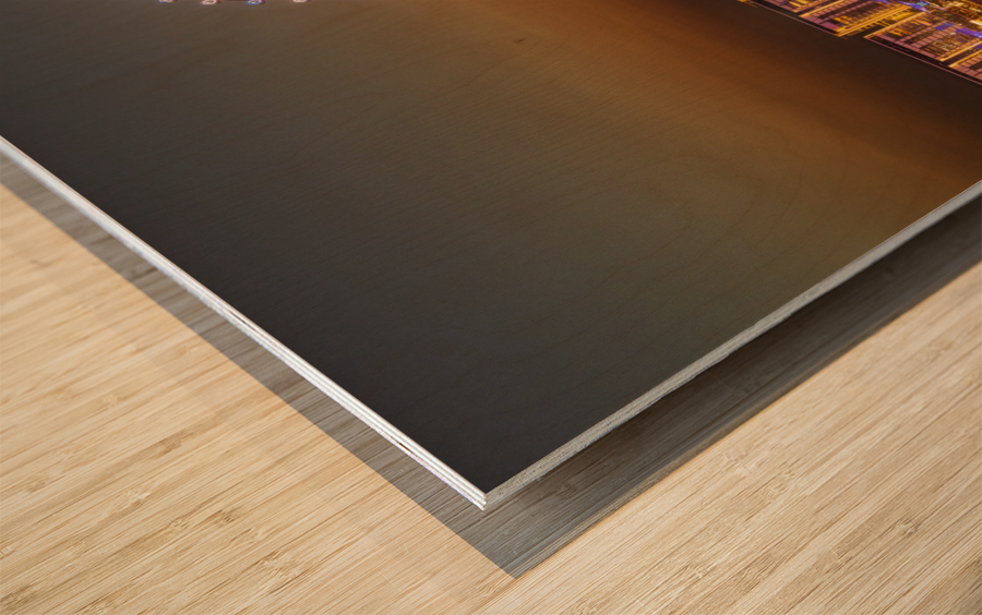 Light show on Ain Dubai observation wheel at sunset Impression sur bois