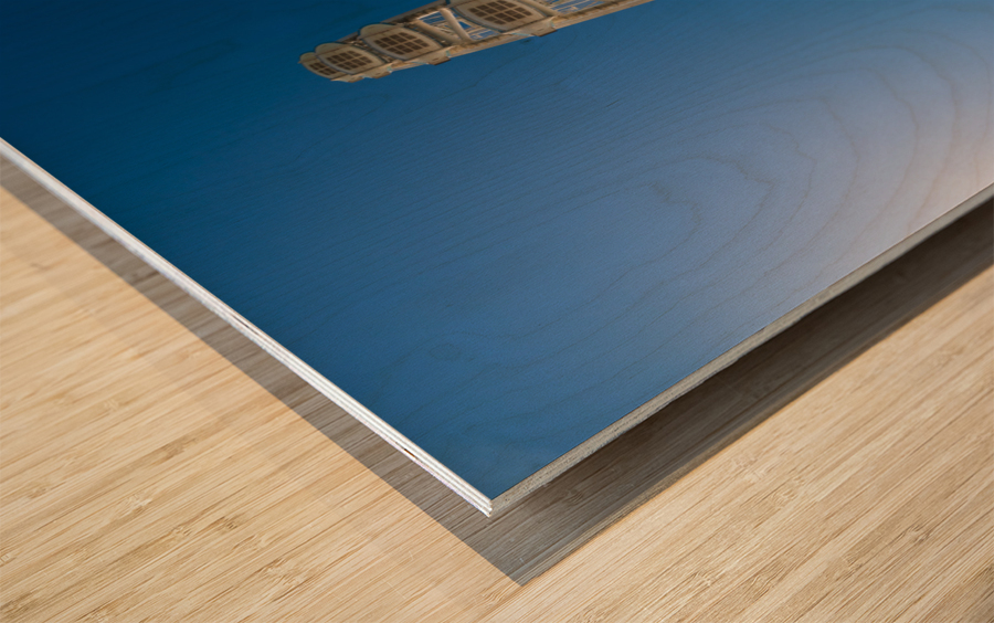 Fisheye view of Ain Dubai observation wheel on Bluewaters Island Wood print