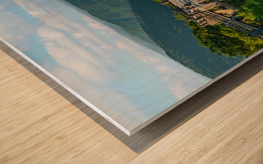 Aerial panoramic image of Cheat River Gorge overlook Wood print