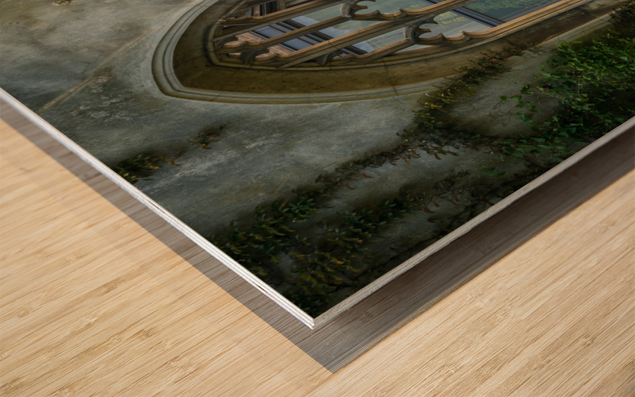 London street light seen through old windows of St Dunstan Wood print