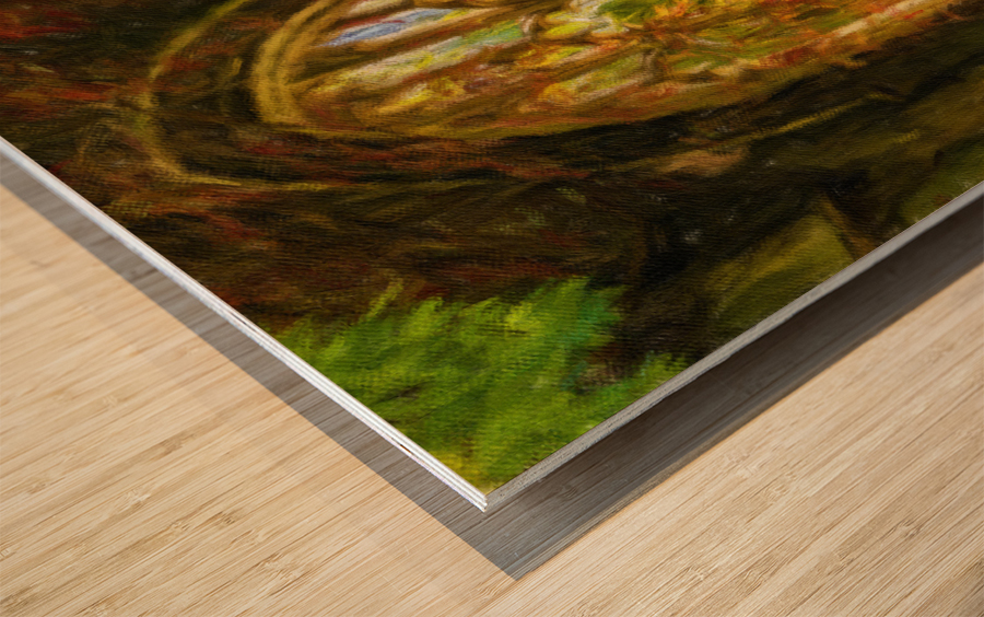 Digital oil painting of the windows of St Dunstan church Wood print