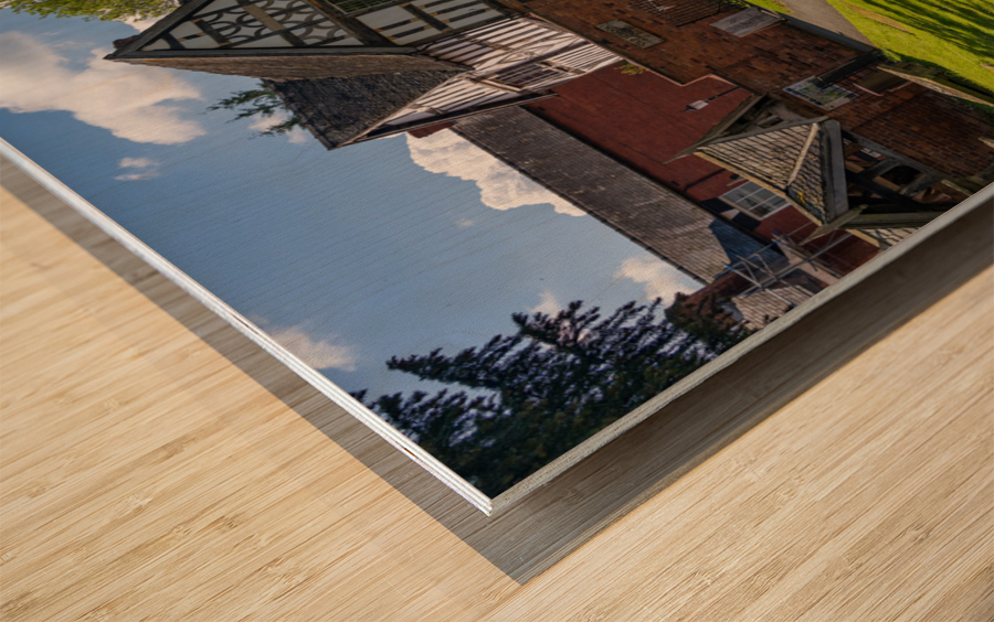 Old School House building in graveyard in Oswestry Wood print