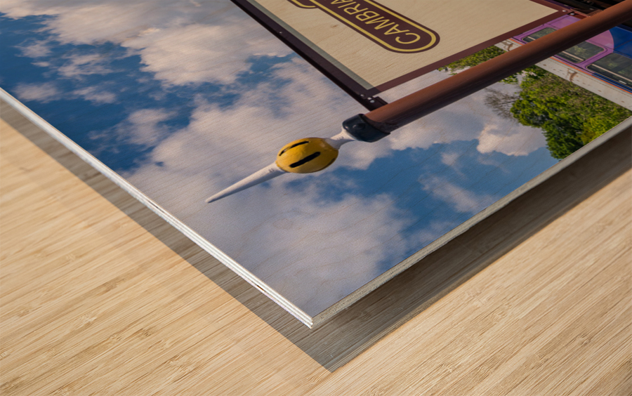 Oswestry railway station sign in Shropshire Wood print