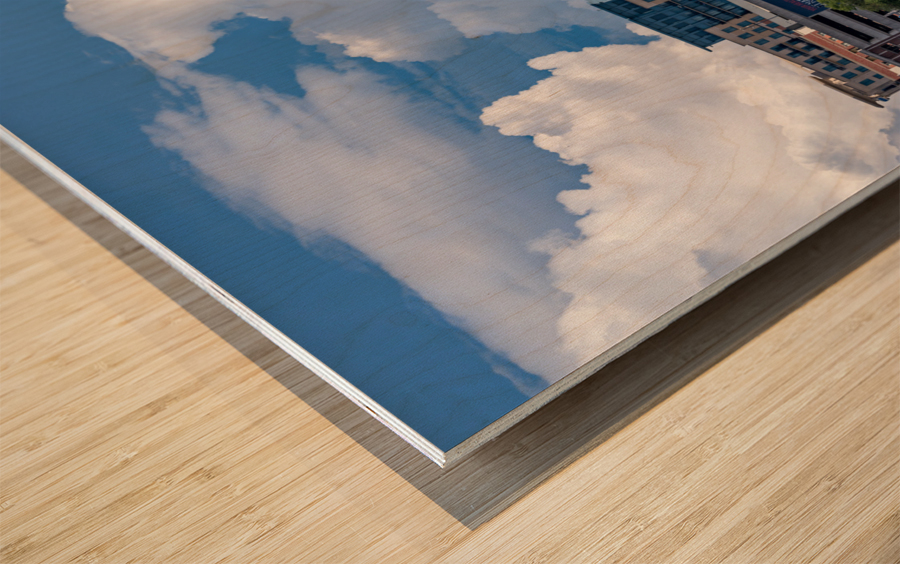 USA Flag flying at National Harbor in Maryland near Washington D Impression sur bois