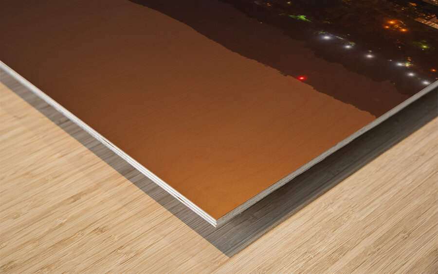 Supermoon rises in the sky above Morgantown in West Virginia Wood print