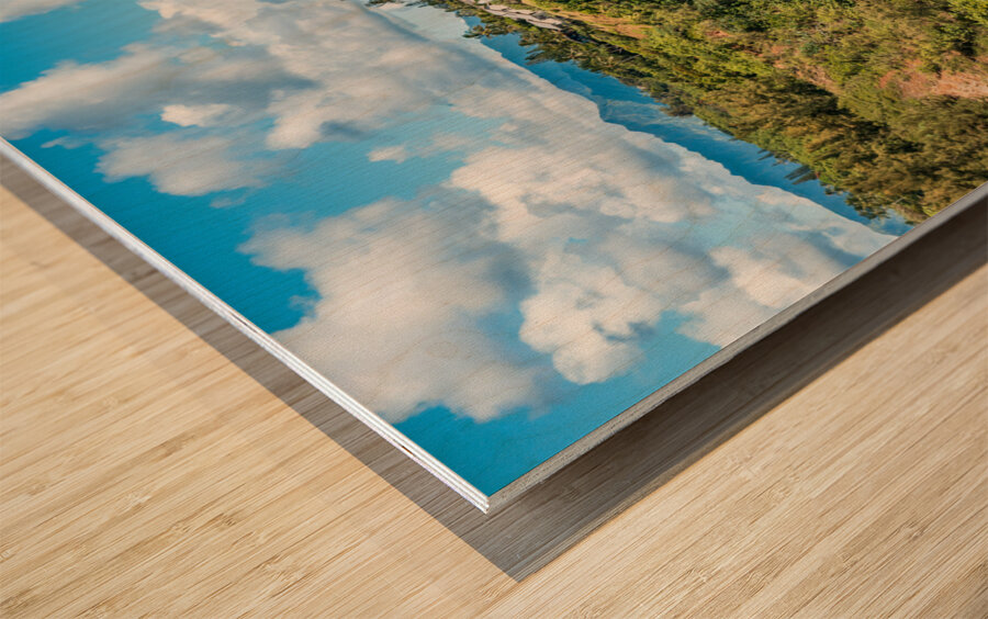 Aerial overview of Sealodge beach in Princeville on Kauai Wood print