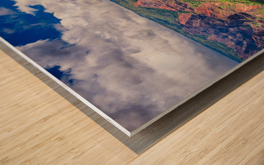 Dramatic sun lighting on Waimea Canyon on Kauai Wood print