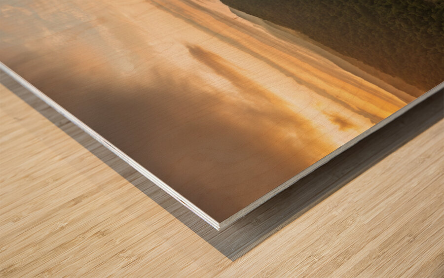 Mist swirling over Cheat River gorge at sunrise near Morgantown  Wood print