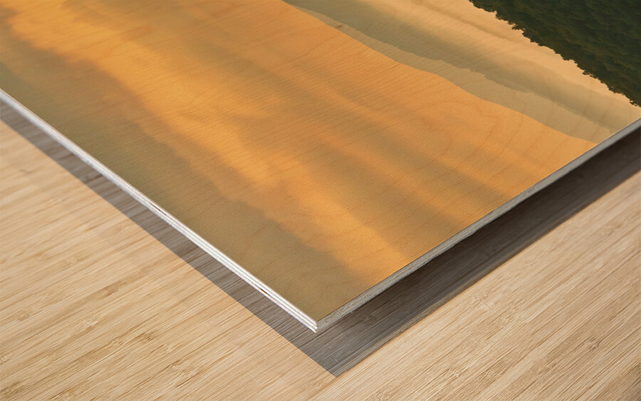 Mist swirling over Cheat River gorge at sunrise near Raven Rock Impression sur bois