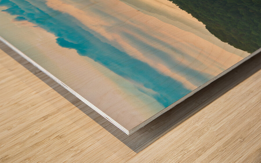 Mist swirling over Cheat River gorge at sunrise near Raven Rock Wood print