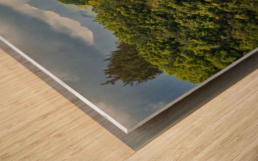 Opaekaa Falls sunlit as dark storm clouds gather over the hills Wood print