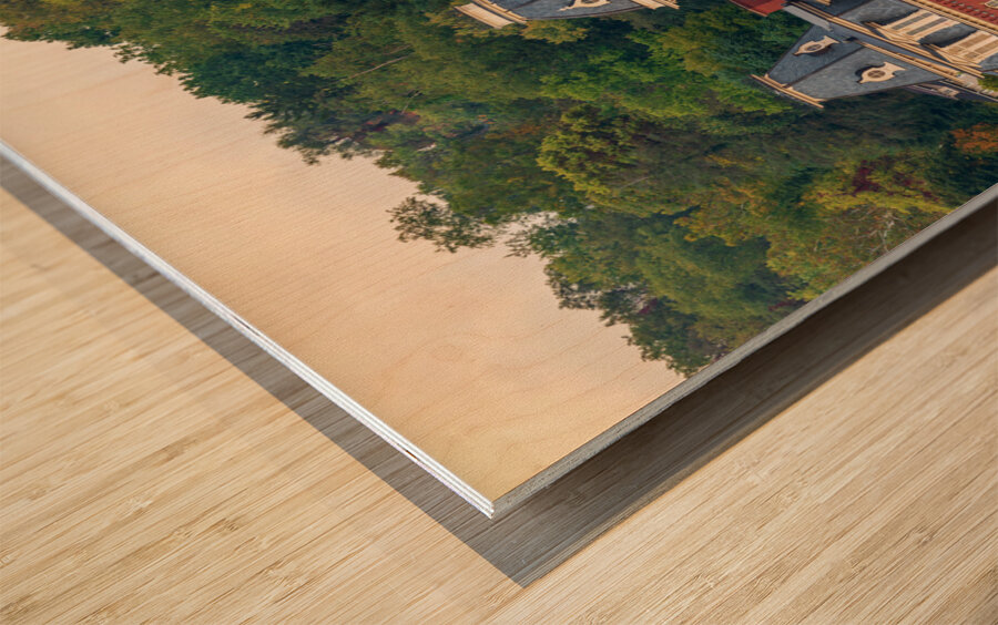 Woodburn Hall at sunset in Morgantown WV Wood print