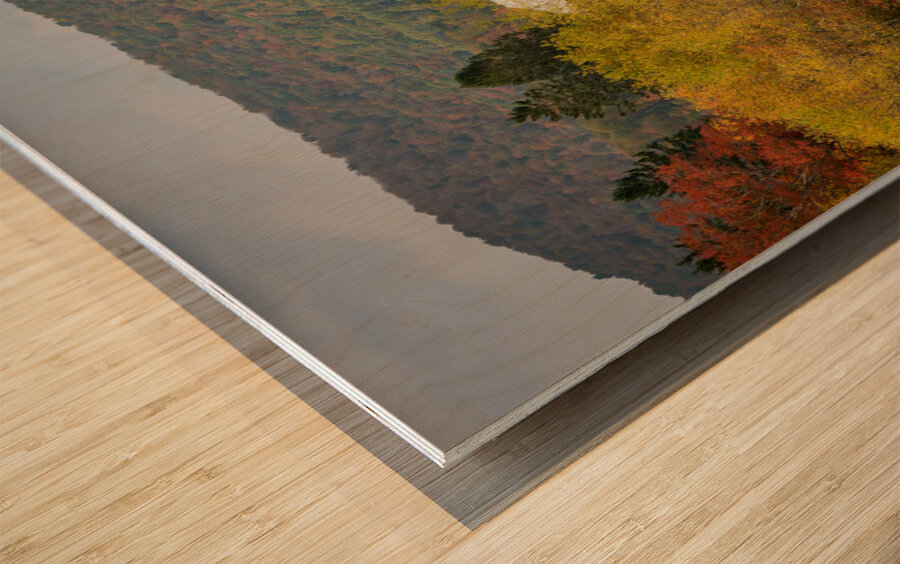 Historic red barn and farm nestled in fall colors in West Virgin Wood print