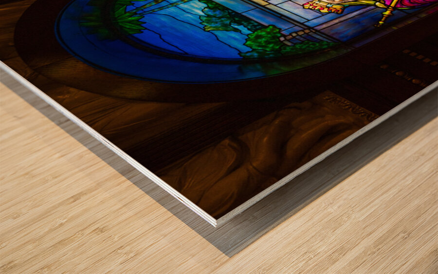 David set singers before the Lord. Tiffany stained glass window. Wood print