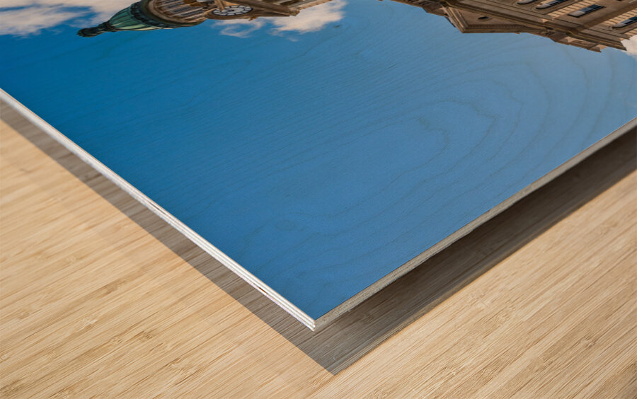 Facade and clock tower of Winneshiek County Courthouse Decorah Impression sur bois