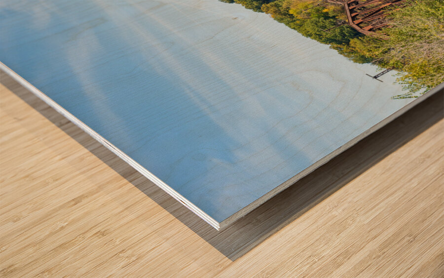 Historic rail bridge between Dubuque Iowa and East Dubuque Wood print