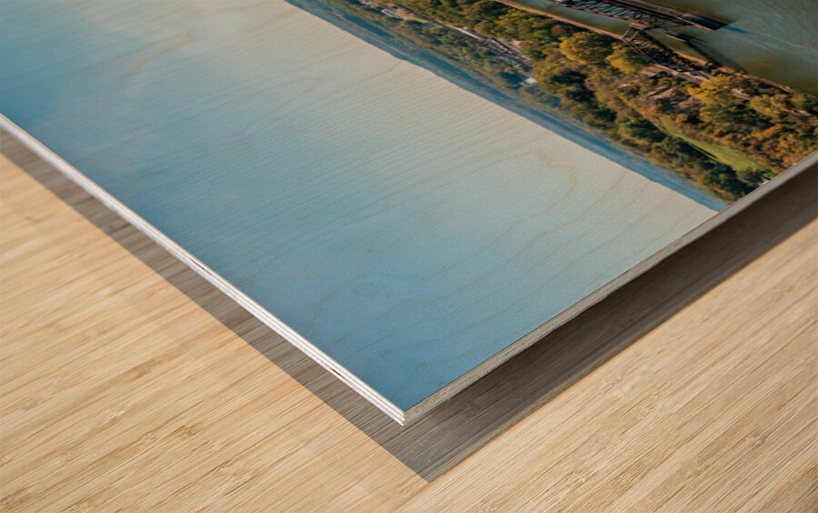 Historic rail bridge between Dubuque Iowa and East Dubuque Wood print