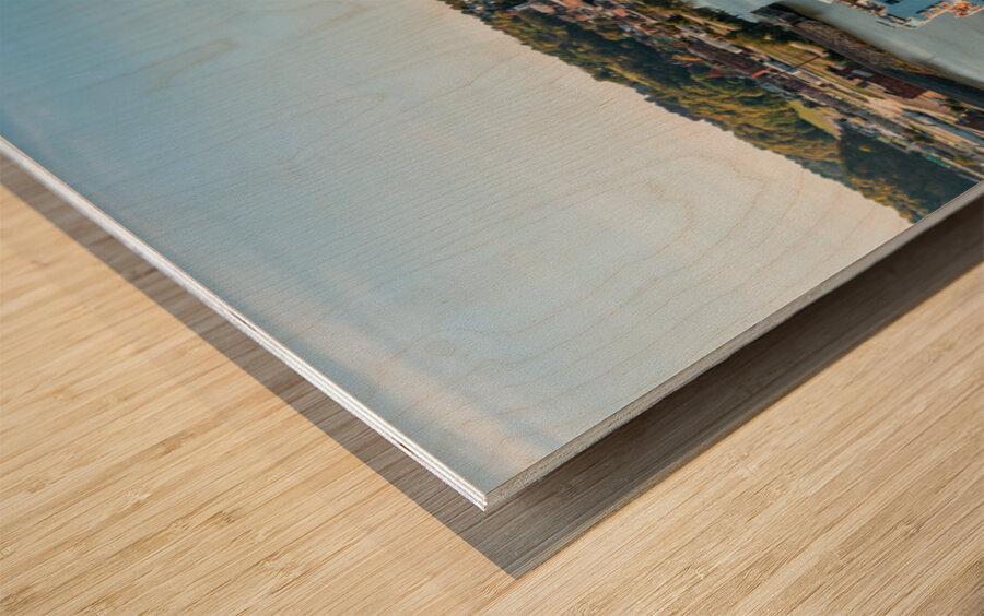 Viking Mississippi river cruise boat docked in Dubuque Wood print