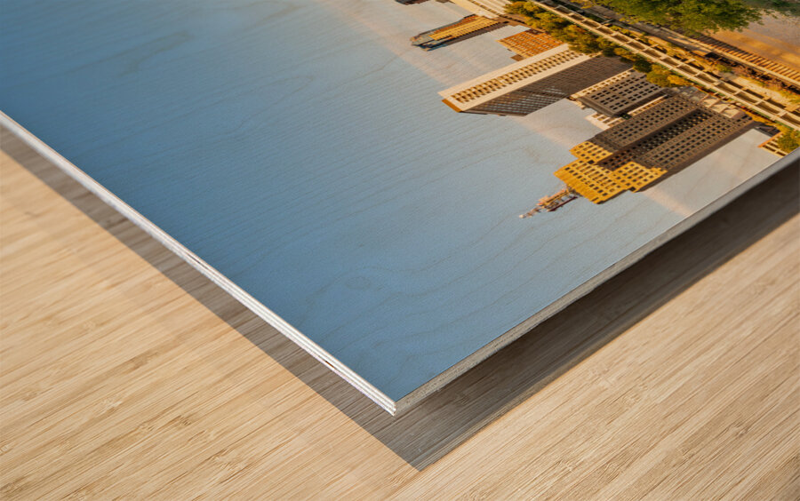 Railroad bridge over Mississippi river at sunrise in St Paul Wood print