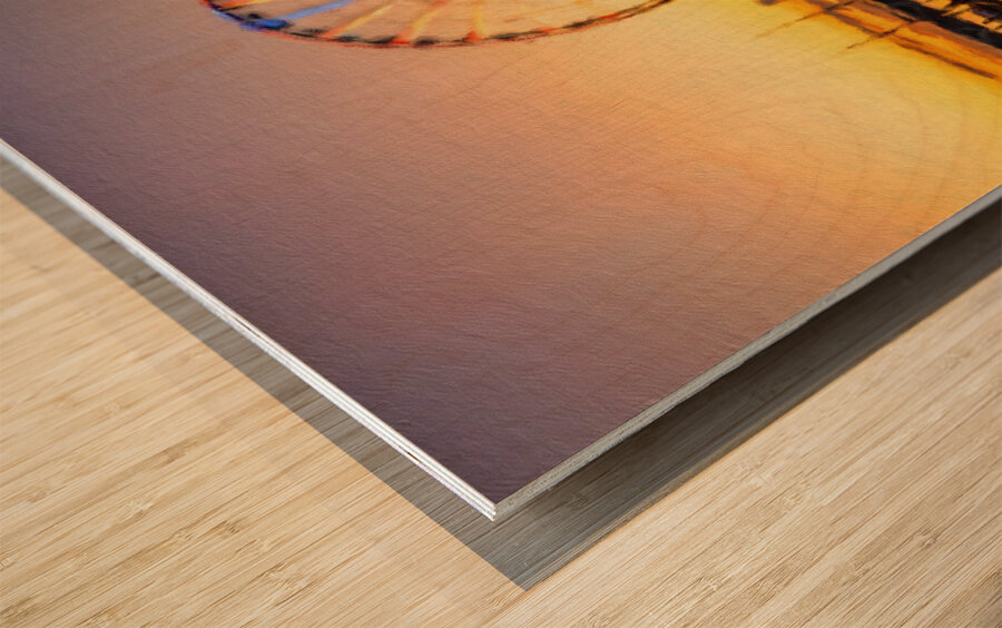 Impressionistic view of Ferris wheel at National Harbor at sunse Wood print