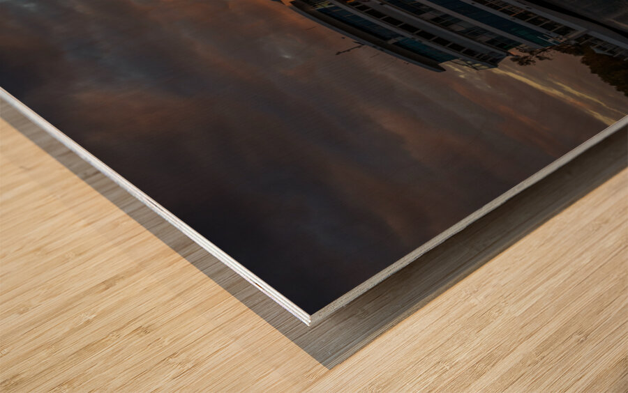 Sunset over Viking Mississippi river  cruise boat near Vicksburg Wood print