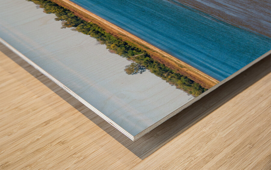 Blue clear water from Ohio river meets brown muddy Mississippi Impression sur bois