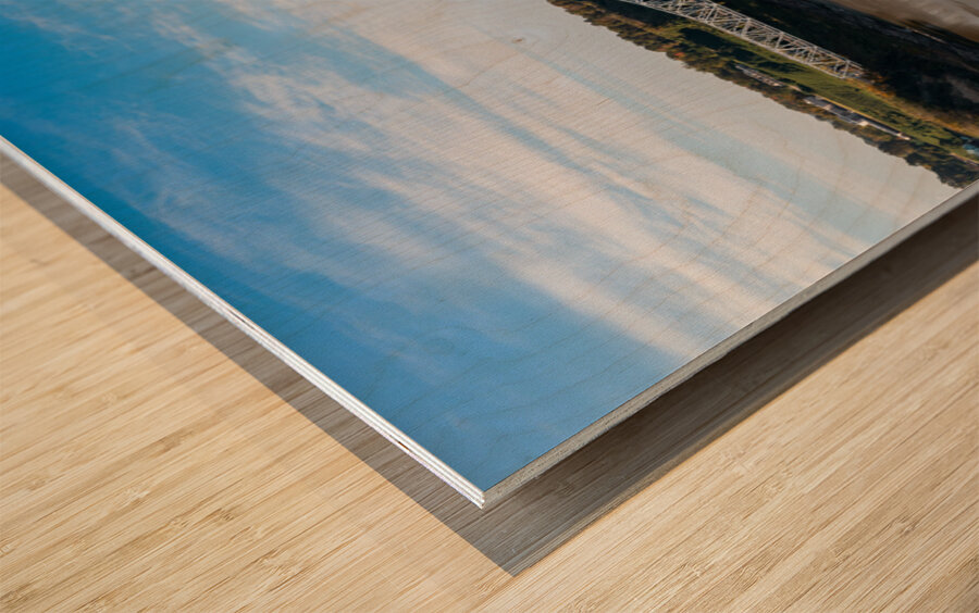 I84 interstate bridge by Natchez MS over Mississippi river in Oc Wood print