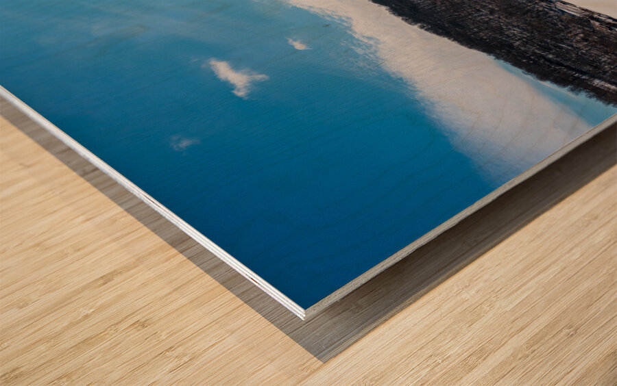 Aerial panorama of the frozen Cheat Lake Morgantown WV looking  Impression sur bois