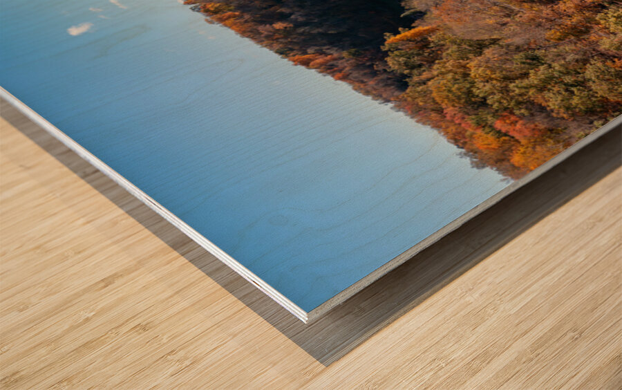 Panoramic fall trees around the water at Cheat Lake Park Morgan Wood print