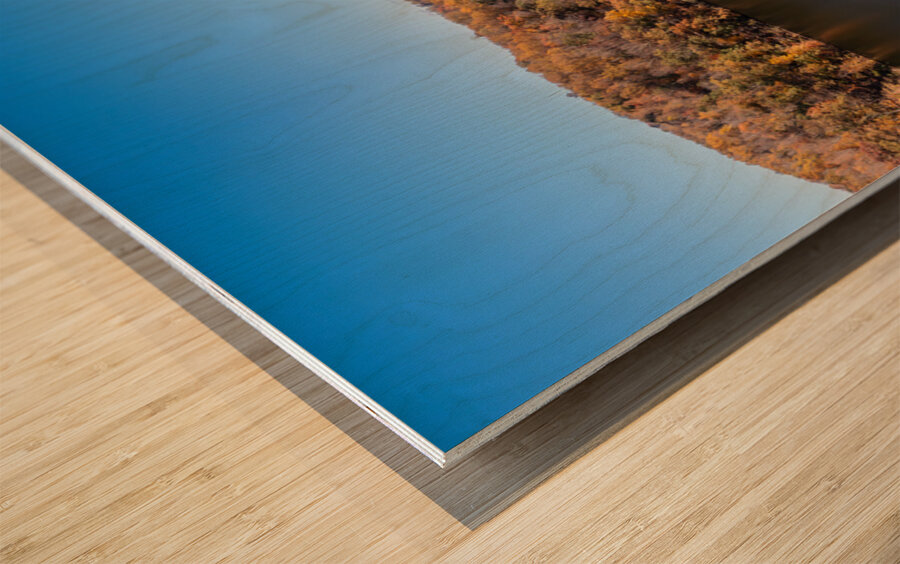 Panoramic fall trees around the water at Cheat Lake Park Morgan Wood print