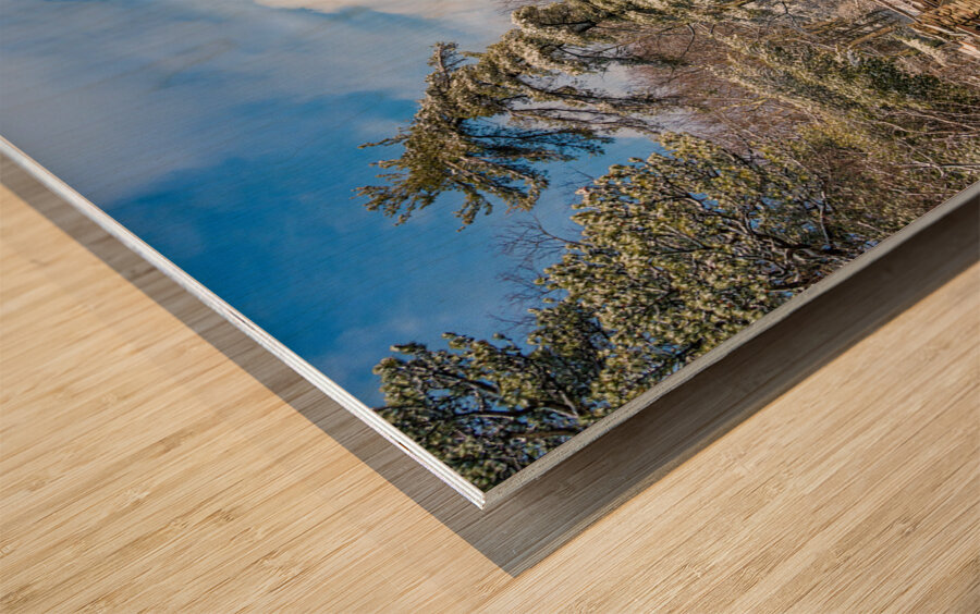 Coopers Rock overlook covered in winter snow near Morgantown Wood print