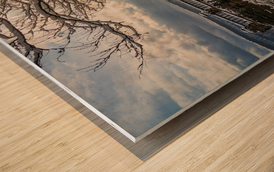 Coopers Rock overlook on snow-covered pathway in WV Wood print