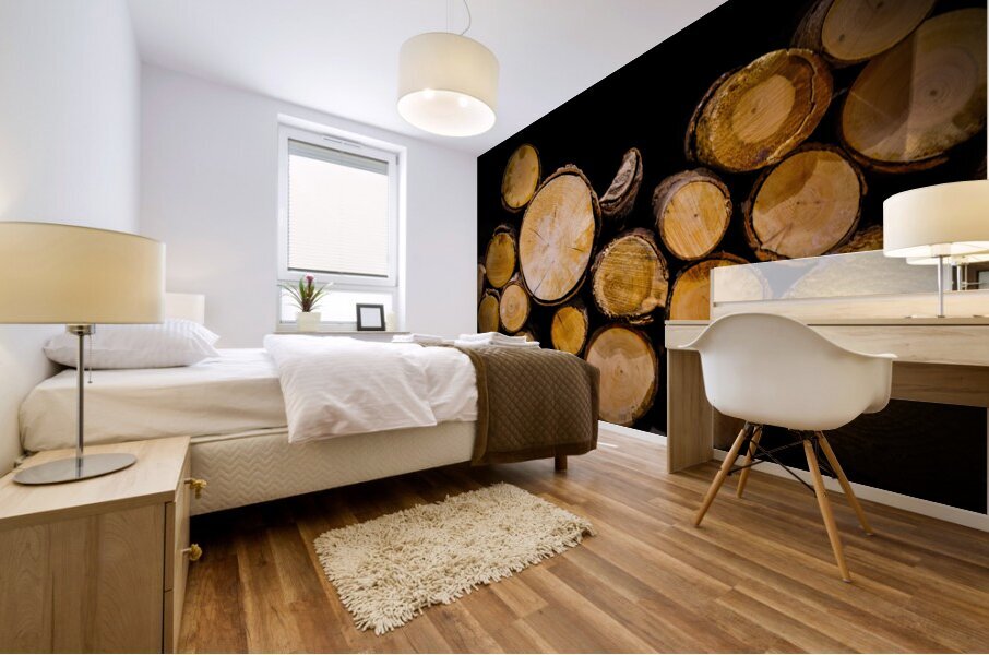 Stacked logs  Mural print