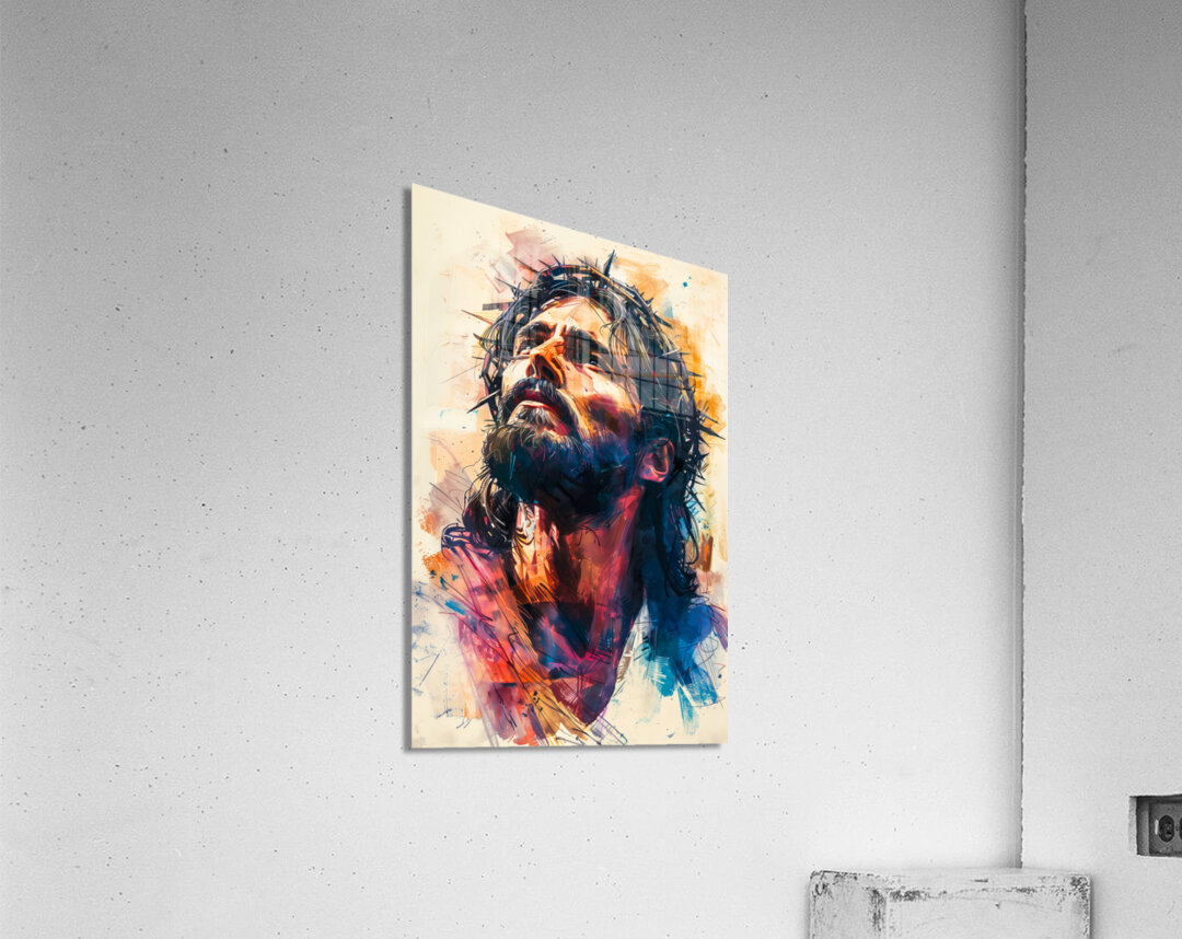 Abstract artistic portrait of jesus by Gualtiero Boffi Wall Art