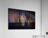old bulb breaking into fragments on black  Acrylic Print