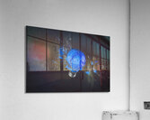 blue light bulb exploding on black.  Acrylic Print