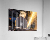 man with grinder in action Acrylic Print
