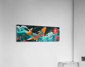 Traditional asian koi fish in waves illustration Acrylic Print